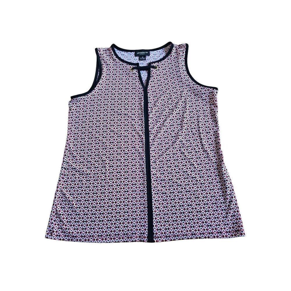Liz claiborne carreer womens Sz M red black multicolor sleeveless top